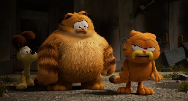 Odie, Vic und Garfield in Sony Pictures’ GARFIELD – EINE EXTRA PORTION ABENTEUER © 2023 Project G Productions, LLC