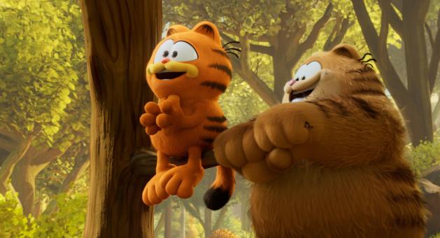 Vic und Garfield in Sony Pictures’ GARFIELD – EINE EXTRA PORTION ABENTEUER © 2023 Project G Productions, LLC
